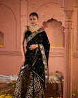 Velvet Blouses with Brocade Pants and Velvet Palla - Black
