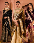 Velvet Blouses with Brocade Pants and Velvet Palla - Black