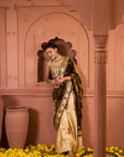 Embroidered Blouses with Brocade Pants and Velvet Palla - Gold