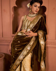 Embroidered Blouses with Brocade Pants and Velvet Palla - Gold