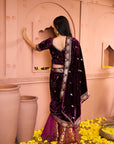 Classy Pleated Saree with Velvet Palla - Purple