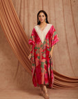 Women Blockprint Kaftaan - Red