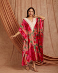Women Blockprint Kaftaan - Red