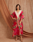 Women Blockprint Kaftaan - Red