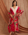 Women Blockprint Kaftaan - Red
