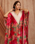 Women Blockprint Kaftaan - Red