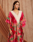 Women Blockprint Kaftaan - Red