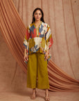 Women Short Kurta Set - Olive green