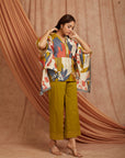Women Short Kurta Set - Olive green