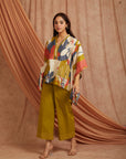 Women Short Kurta Set - Olive green