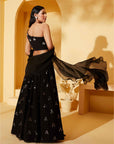 One Shoulder Black Lehenga Set