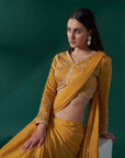 Blush Pink Printed Saree with Elegant Blouse - Georgette