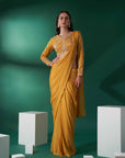 Blush Pink Printed Saree with Elegant Blouse - Georgette