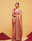 Pink Shaded Georgette Bandhani Banarasee Saree