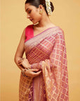 Pink Shaded Georgette Bandhani Banarasee Saree