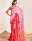 Horizontal Sequin and Thread Embroidery Saree with Plain Blouse