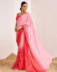 Horizontal Sequin and Thread Embroidery Saree with Plain Blouse