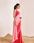 Horizontal Sequin and Thread Embroidery Saree with Plain Blouse