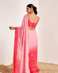 Horizontal Sequin and Thread Embroidery Saree with Plain Blouse