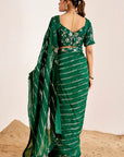 Horizontal Sequin Embroidery Saree with Floral Border and Blouse