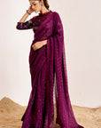 Sequins Saree with Scallop Border and Heavy Embellished Blouse