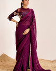 Sequins Saree with Scallop Border and Heavy Embellished Blouse