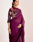 Sequins Saree with Scallop Border and Heavy Embellished Blouse