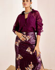 Sequins Shirt with Embellished Straight Skirt