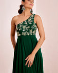 One Shoulder Hand Embroidered Gown