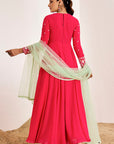 Hand Embroidered Anarkali with Contrasting Net Sequins Dupatta
