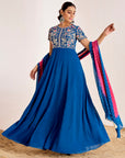 Hand Embroidered Gown with Shaded Sequins Georgette Dupatta