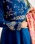Hand Embroidered Anarkali with Shaded Banarasee Dupatta