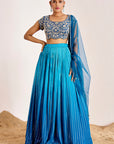 Ombre Sequin Embroidered Lehenga with Hand Embroidered Blouse