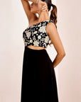 One Shoulder Sequin Embroidered Gown with Side Cutout Detail