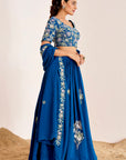 Machine Embroidered Lehenga with Pearl and Sequin Handwork