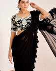 Heavy Embellished Blouse with Pre-Draped Ruffle Saree