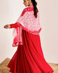Plain Anarkali with Chudi Sleeves and Shaded Organza Dupatta