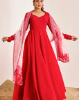 Plain Anarkali with Chudi Sleeves and Shaded Organza Dupatta