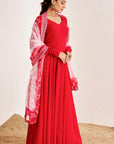 Plain Anarkali with Chudi Sleeves and Shaded Organza Dupatta