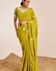 Mirror Work Buti Saree with Heavy Blouse