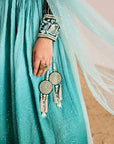 Hand Embroidered Blouse with Ombre Sequin Lehenga and Pearl Border Dupatta