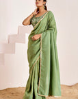 Shimmer Saree with Sequins Scallop Border and Hand Embroidered Blouse