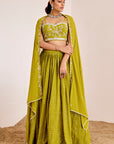 Sequin Embroidered Lehenga with Mirror and Hand Embroidered Blouse