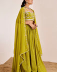 Sequin Embroidered Lehenga with Mirror and Hand Embroidered Blouse