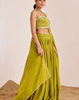 Sequin Embroidered Lehenga with Mirror and Hand Embroidered Blouse
