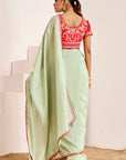 Shimmer Saree with Cutwork Borders and Heavy Hand Embroidered Blouse