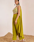 Kodi & Sequins Strappy Blouse with Straight Pants and Choker Dupatta