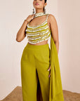 Kodi & Sequins Strappy Blouse with Straight Pants and Choker Dupatta