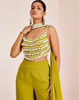 Kodi & Sequins Strappy Blouse with Straight Pants and Choker Dupatta