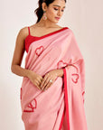 Shimmer Saree with Heart Embroidery and Strappy Blouse